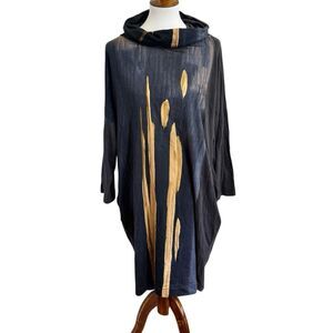 Ozai N Ku Two Tone Brush Stroke Dress Dawn Gray Size Large